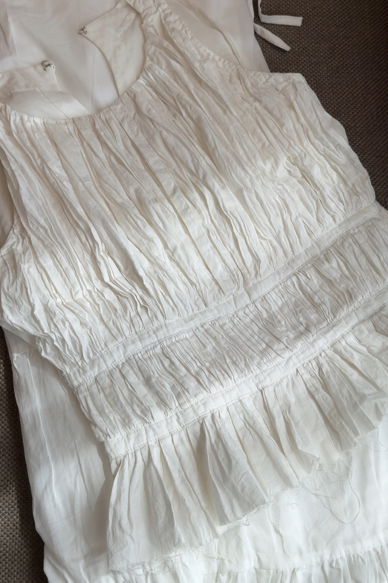 White Pleated Sleeveless Top