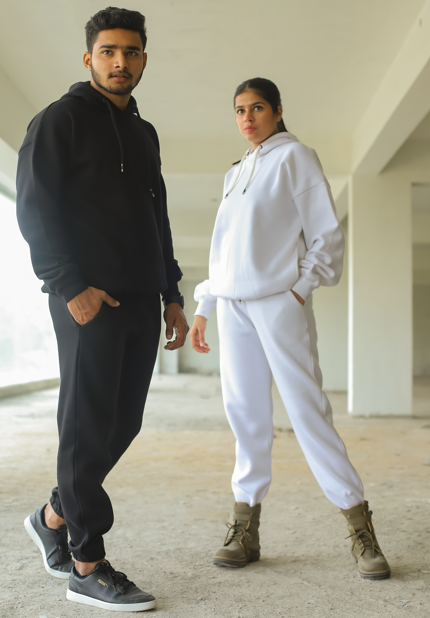 HOODIES & JOGGER SET For Men & Women in Solid Color