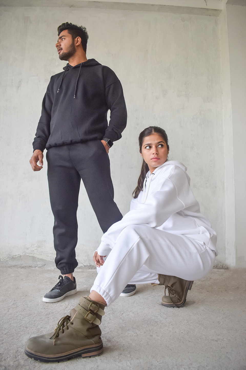 HOODIES & JOGGER SET For Men & Women in Solid Color