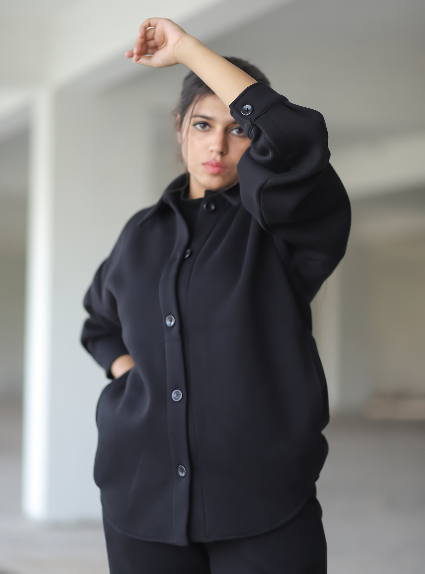 WOOLEN SHIRT For Women in Solid Color