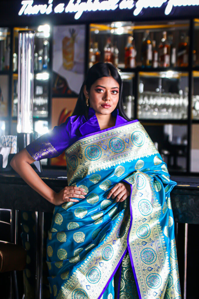 Sky-Blue-Woven-Banarasi-Silk-Saree