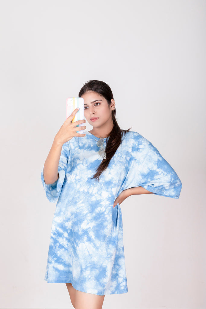 Indigo-Tie-Dye-Over-Sized-Unisex-T-shirt-Sustainable-eco-friendly-Tshirt