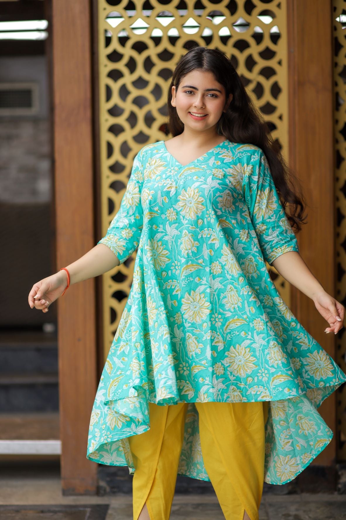 High Low Kurti with Tulip Pants for Women