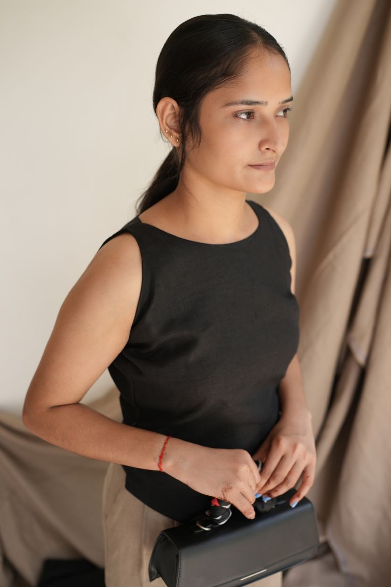 Black Linen Sleeveless Top