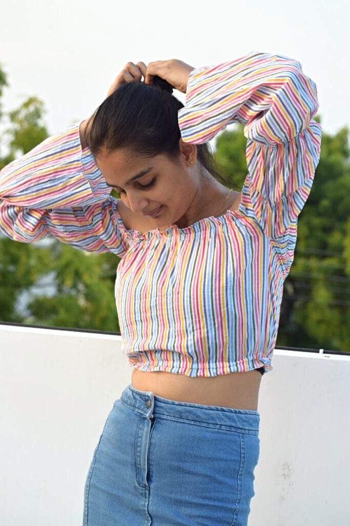 Multicolored-Striped-Off-Shoulder-Top