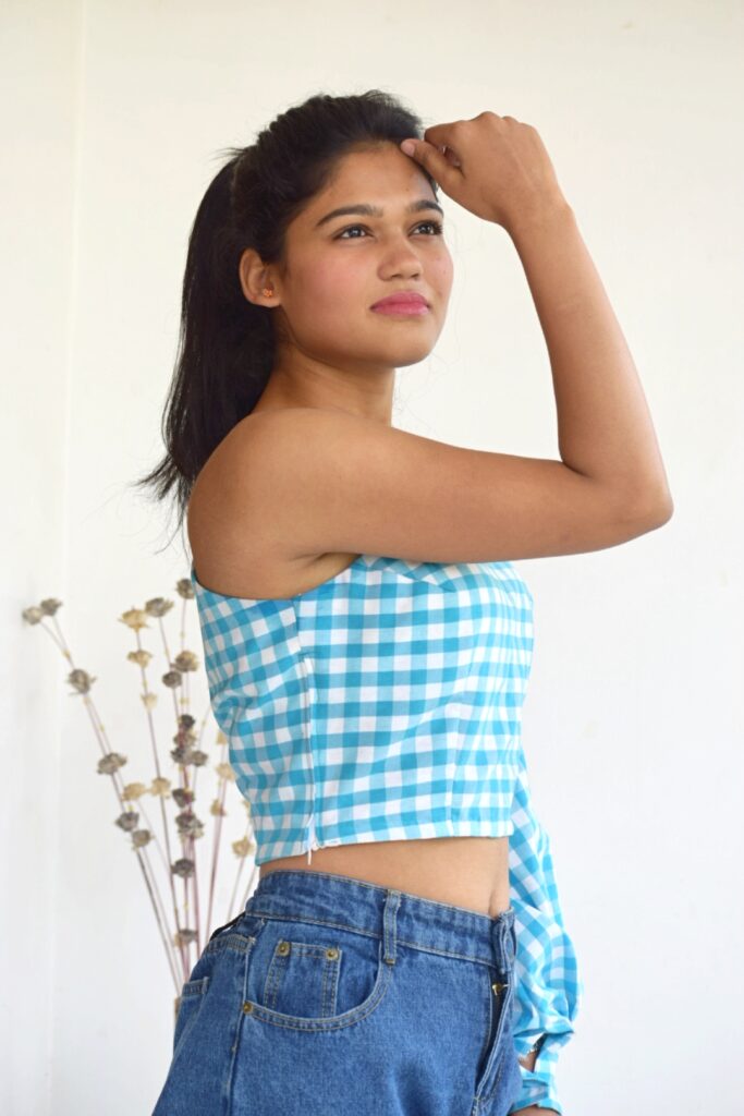 Gingham-One-Shoulder-Top