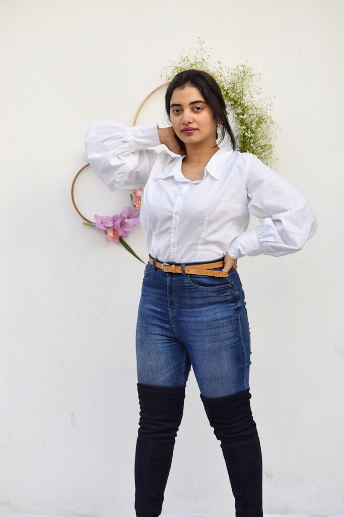 White-Balloon-Sleeved-Collared-Shirt