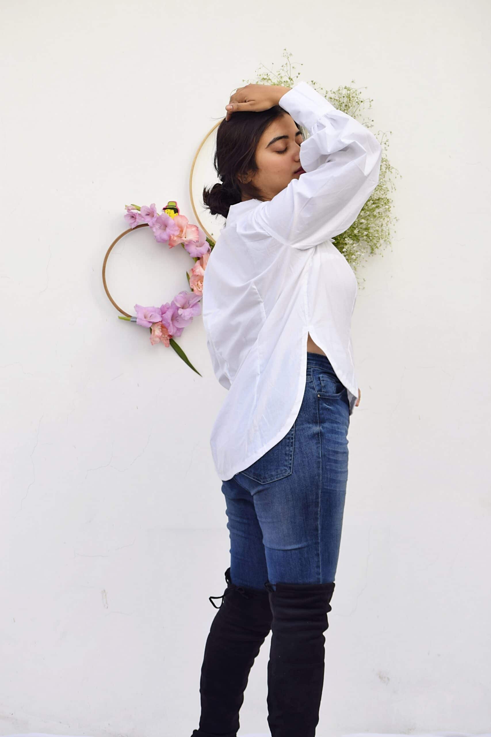 White-Balloon-Sleeved-Collared-Shirt