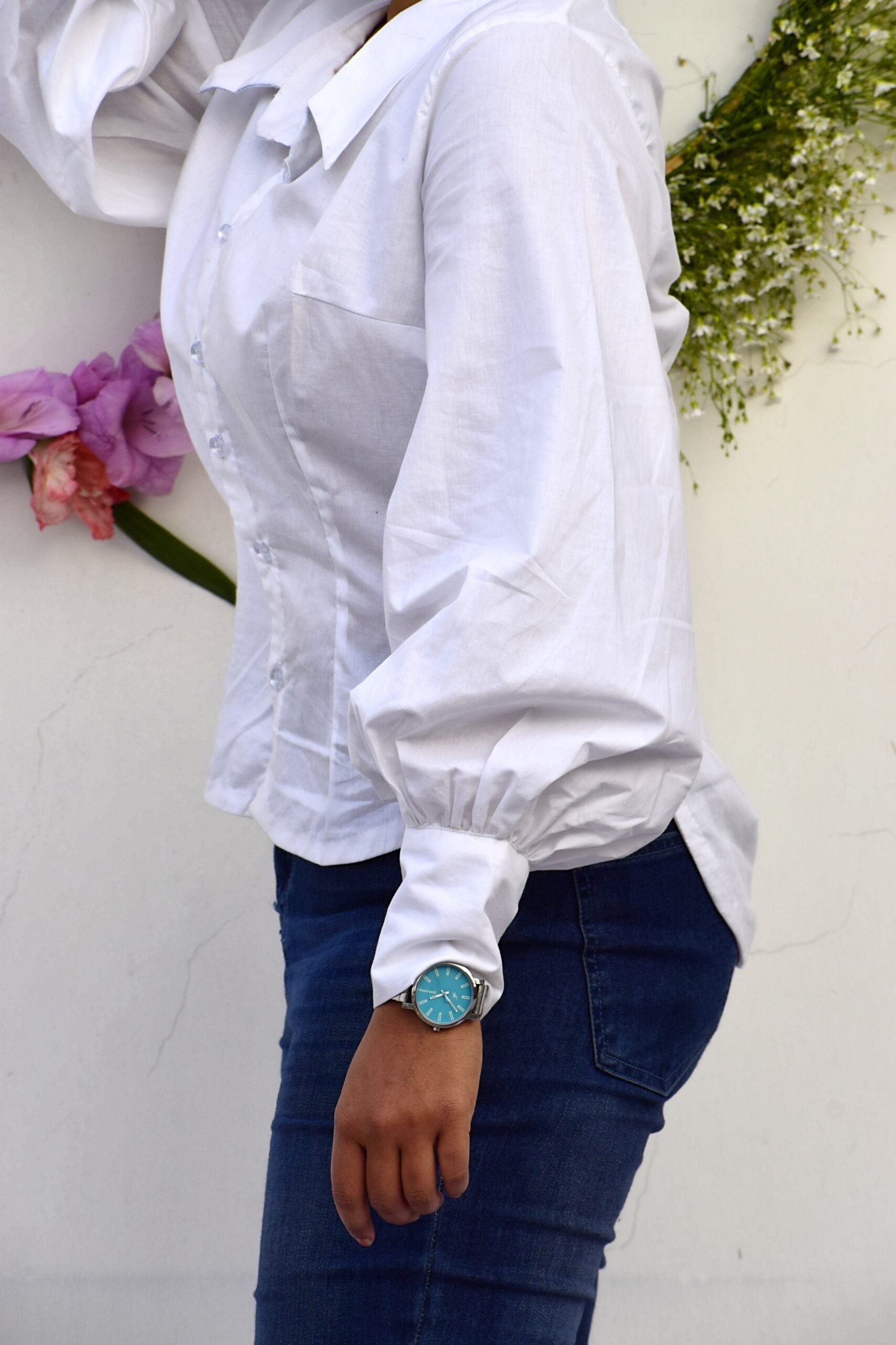 White-Balloon-Sleeved-Collared-Shirt