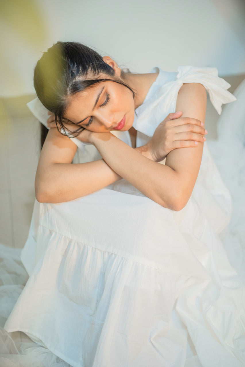 Recycled Cotton White Midi Dress 