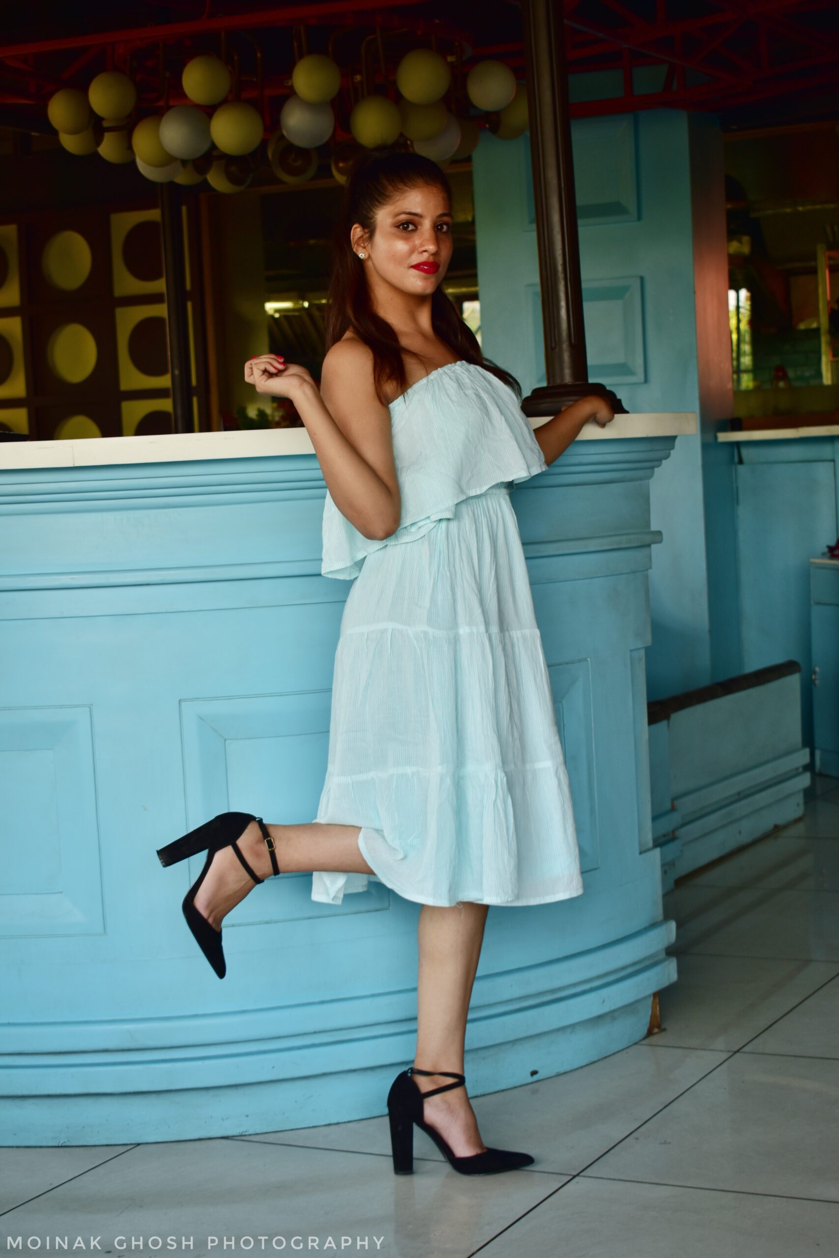 Striped-Print-Off-Should-casual-Dress