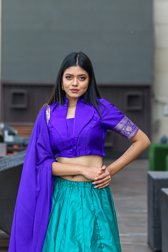 Beautiful Banarasi Silk Lehenga with modern blouse top. #ogaanindia |  Indian outfits, Lehenga blouse designs, Lehenga pattern