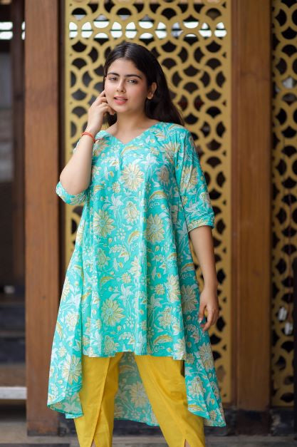 Buy online White Cotton Blend Highlow Kurti from Kurta Kurtis for Women by  Showoff for ₹839 at 70% off | 2024 Limeroad.com