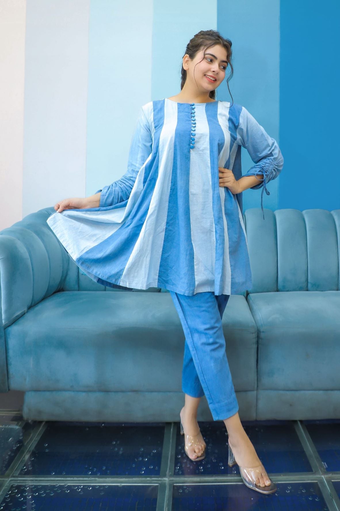 Lusion wear Indigo Indo-Western Kurta Set For Women