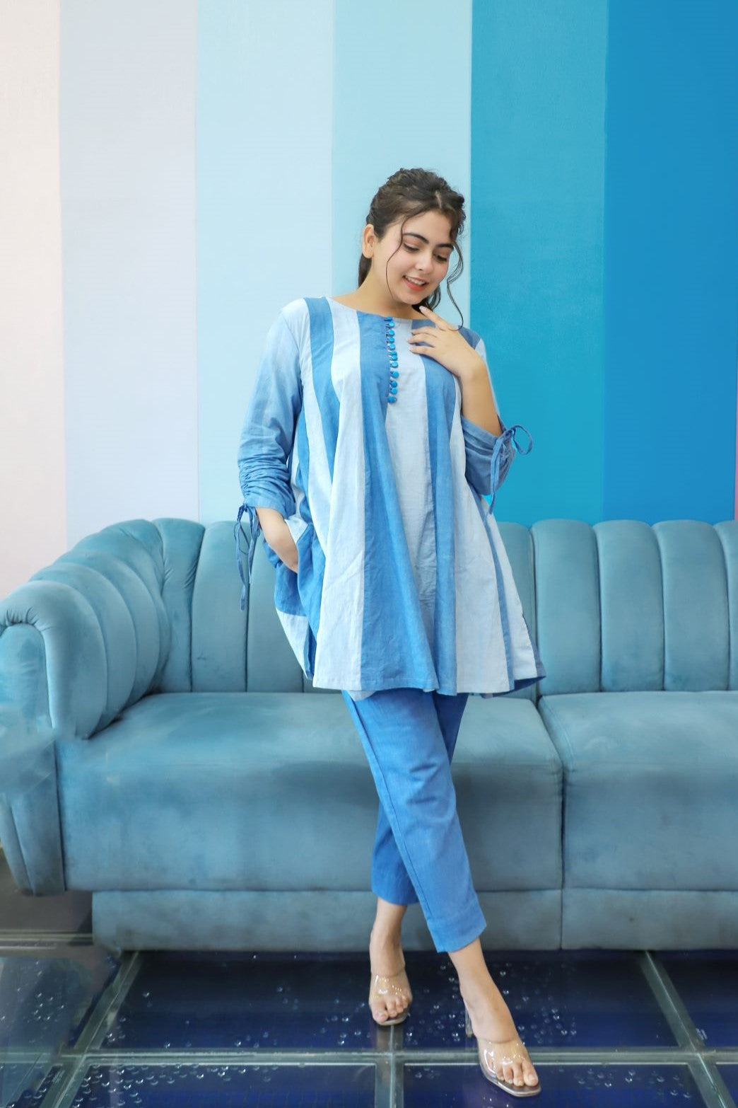 Lusion wear Indigo Indo-Western Kurta Set For Women