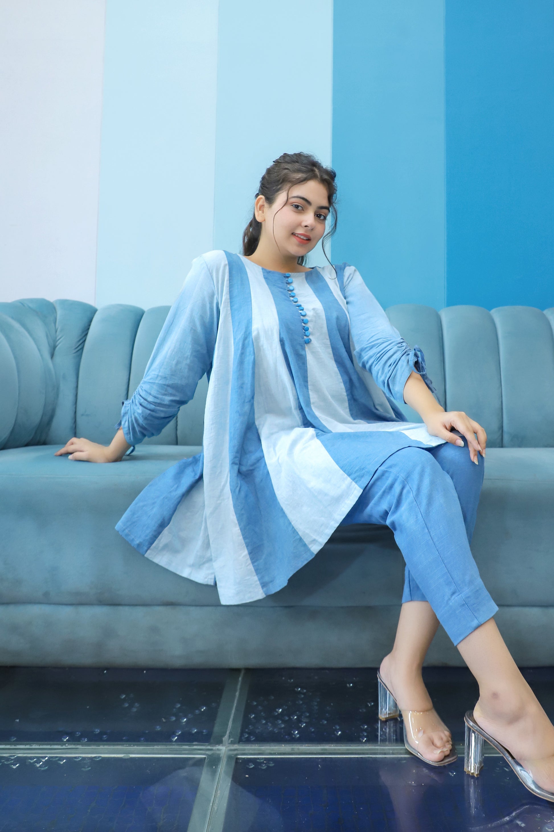 Lusion wear Indigo Indo-Western Kurta Set For Women